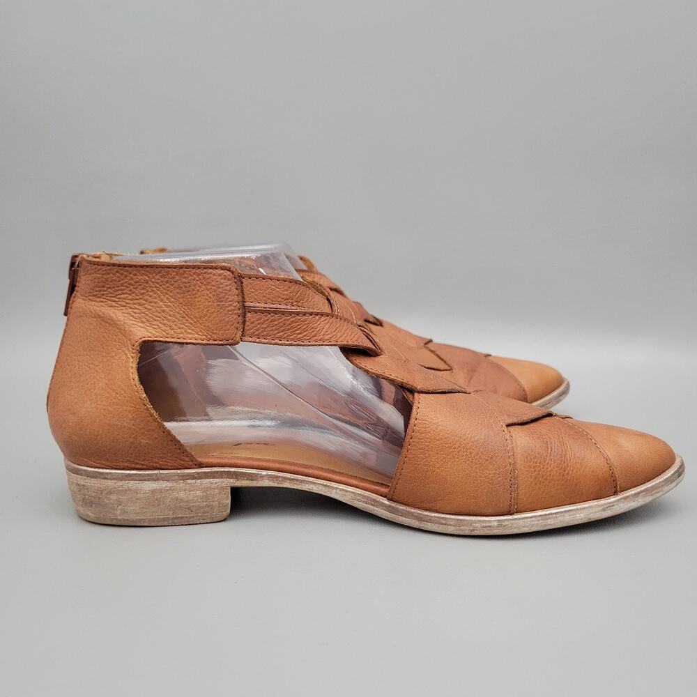Free People Tan Leather Braided Cutout Sandals - Picture 3 of 12